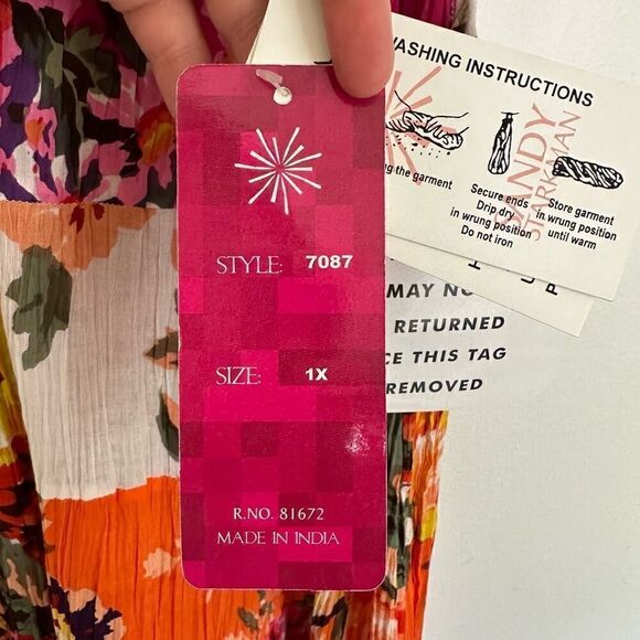 Sandy Starkman Women’s Plus Size Multicolor Floral Tiered Sleeveless Boho Full T - Picture 5 of 9